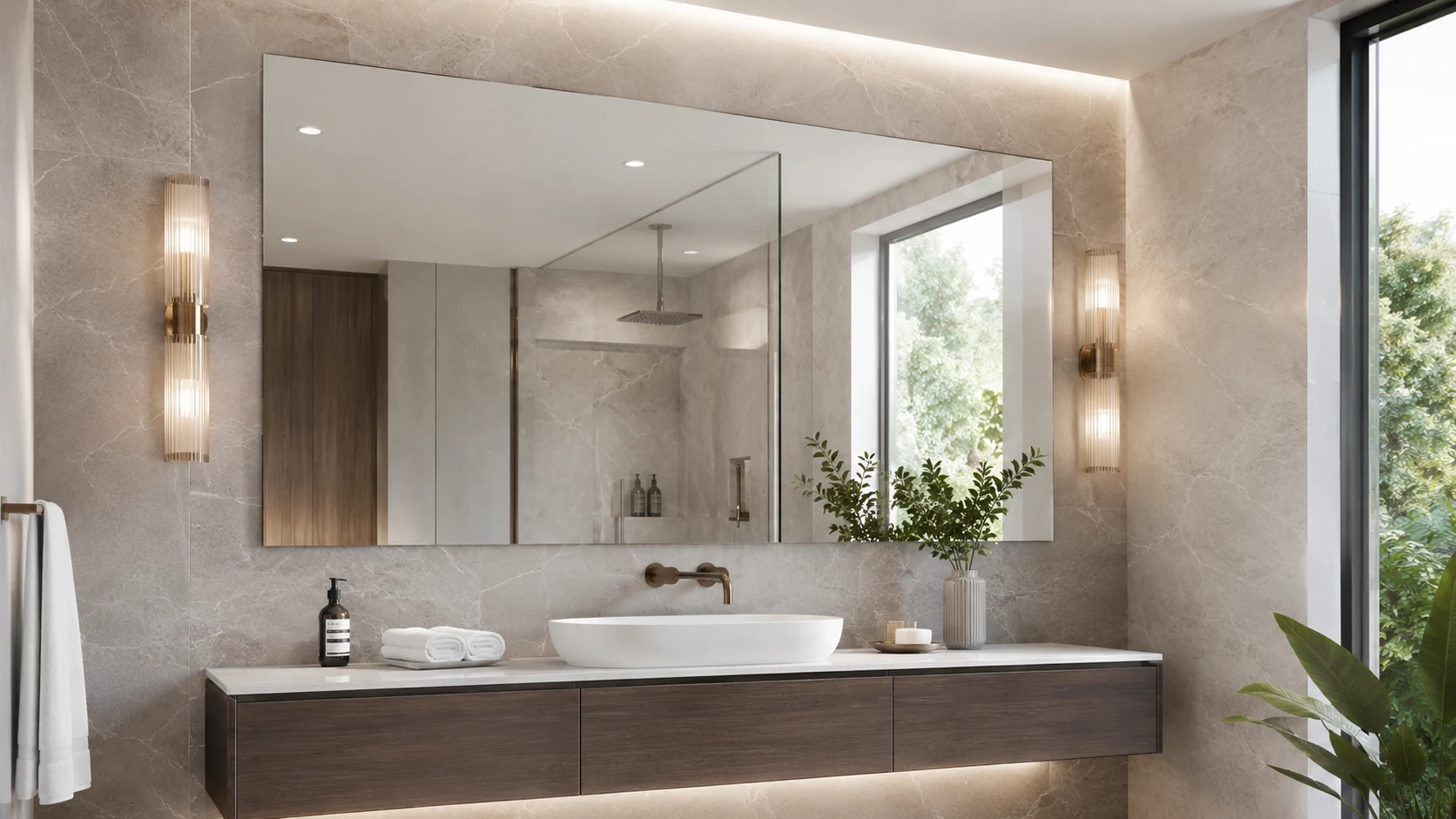 Custom frameless bathroom mirror installed by Glasseast